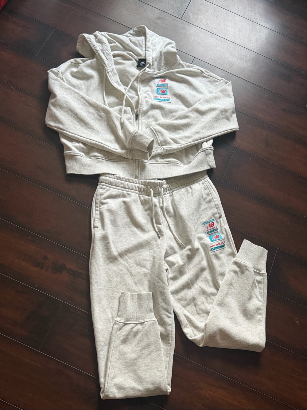 New Balance Cream Hoodie & Joggers Sweat Set